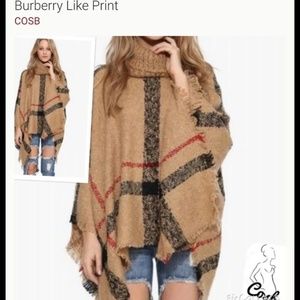 Turtleneck knit ponchos